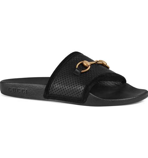 pursuit horsebit slide sandal gucci|Gucci: Black Horsebit Pursuit Slides .